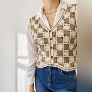 Vintage Crochet Granny Square Vest